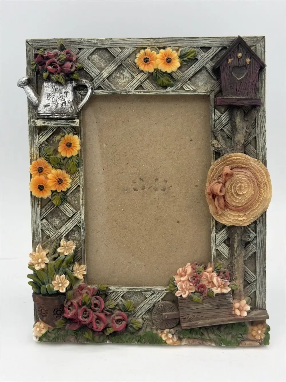 Cottagecore Garden Photo Frame 4x6 Floral Birdhouse Watering Can Country Decor
